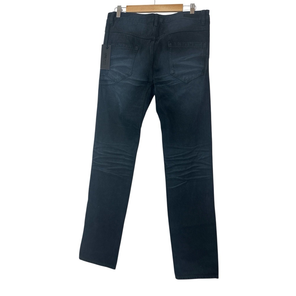 Man X One Teaspoon Jeans Men's Size 32 Black Straight‎ Distressed Button Fly New